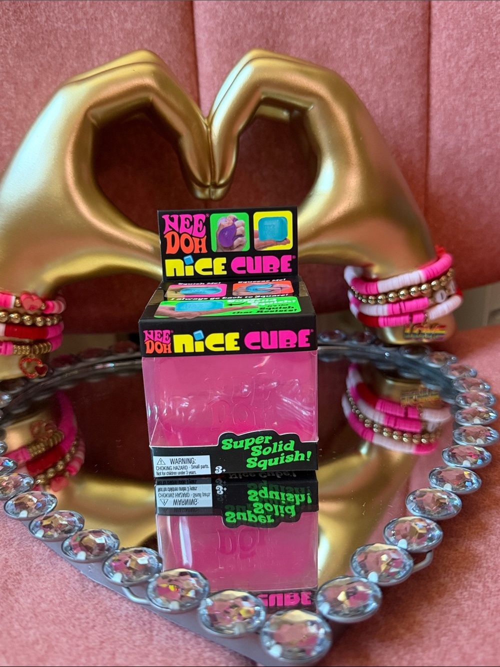 Nee Doh Pink Viral Nice Cube Super Solid Squish Toy